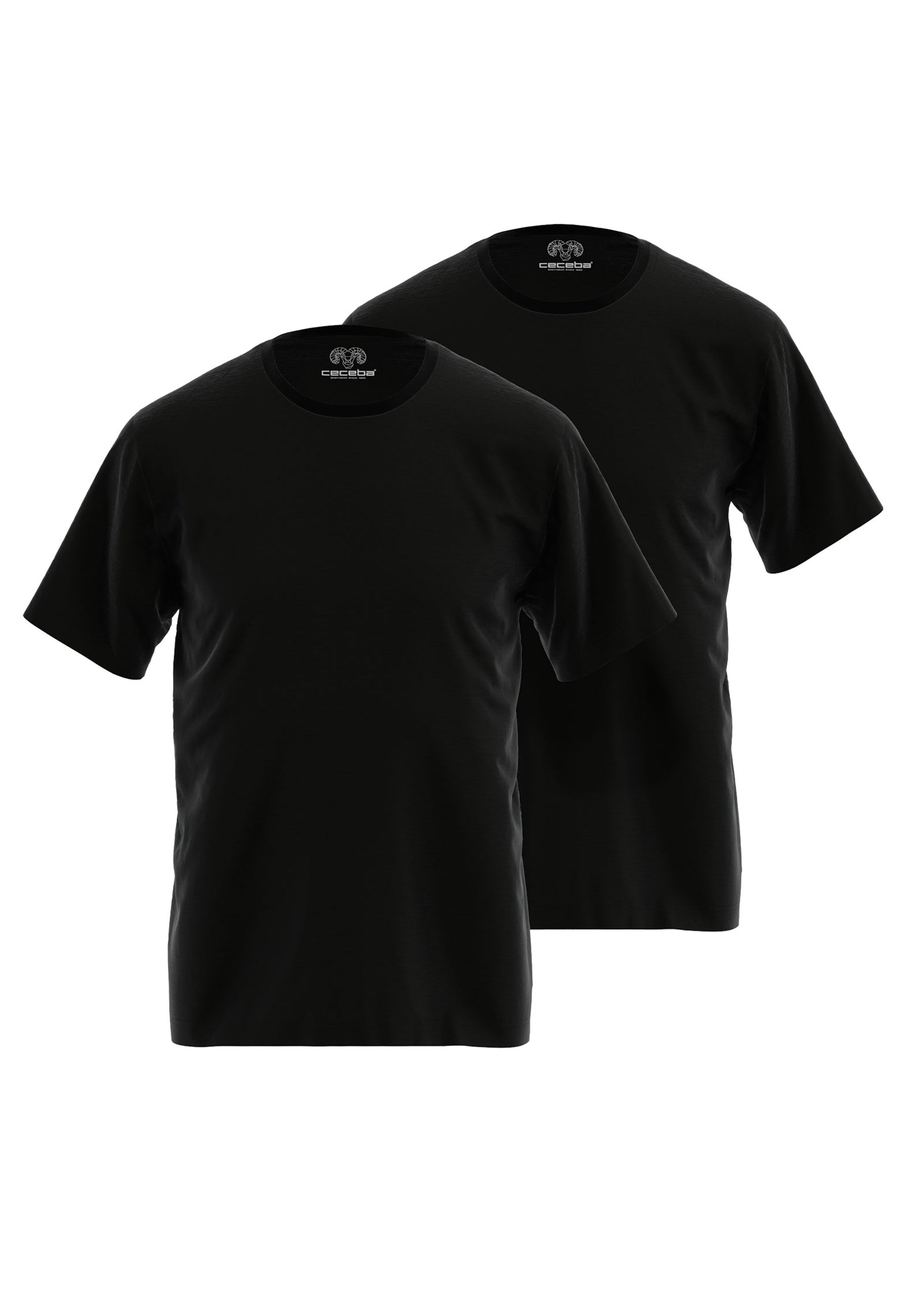 ceceba-herren-shirt-schwarz-uni-im-2er-pack-rundhals-shirt-aus-single-jersey-bau image 1