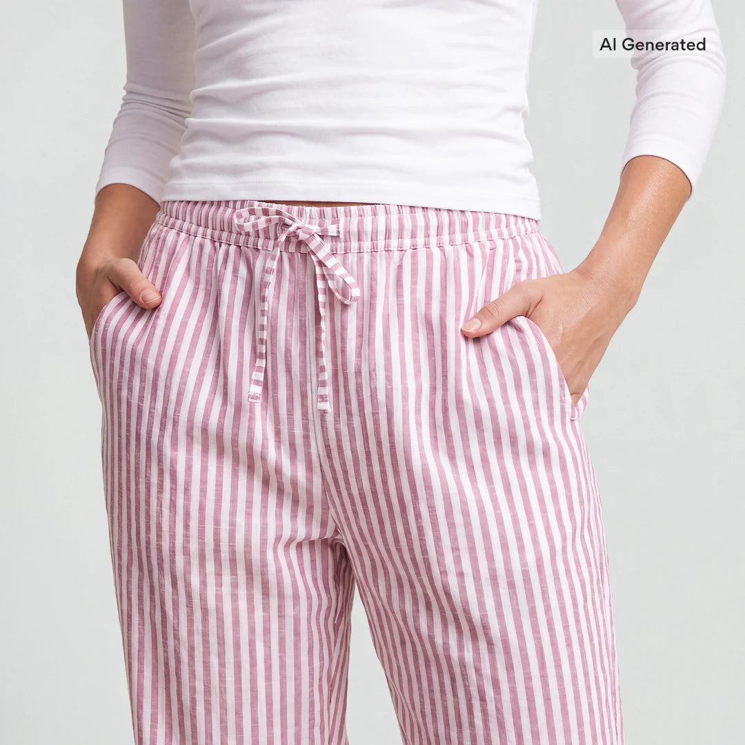 snocks-schlafanzug-set-damen-lang-gestreift-coral-pink-wei image 6
