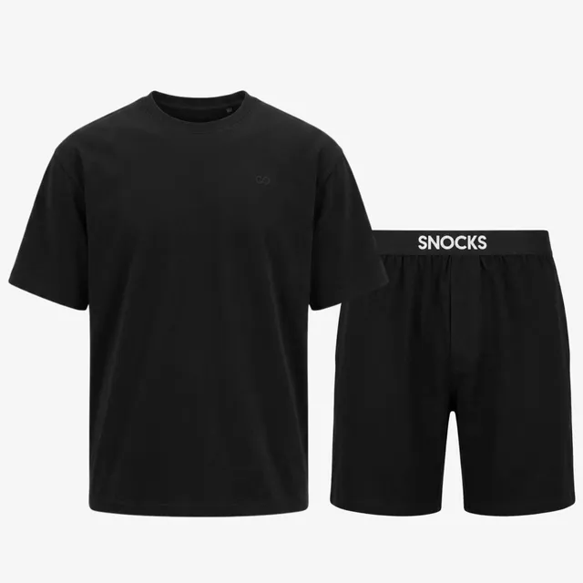 snocks-schlafanzug-set-herren-kurz-schwarz-pyjama-aus-bio-baumwolle image 1