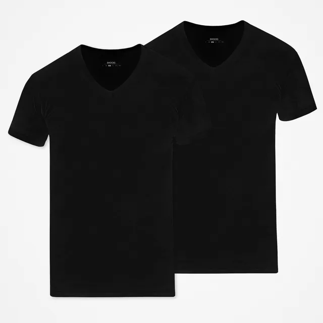snocks-unterhemd-v-ausschnitt-schwarz-extra-lang-herren-unterhemden image 1