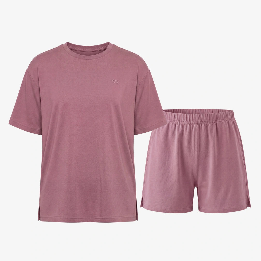snocks-schlafanzug-set-damen-kurz-dusky-mauve-modal-bio-baumwolle image 1