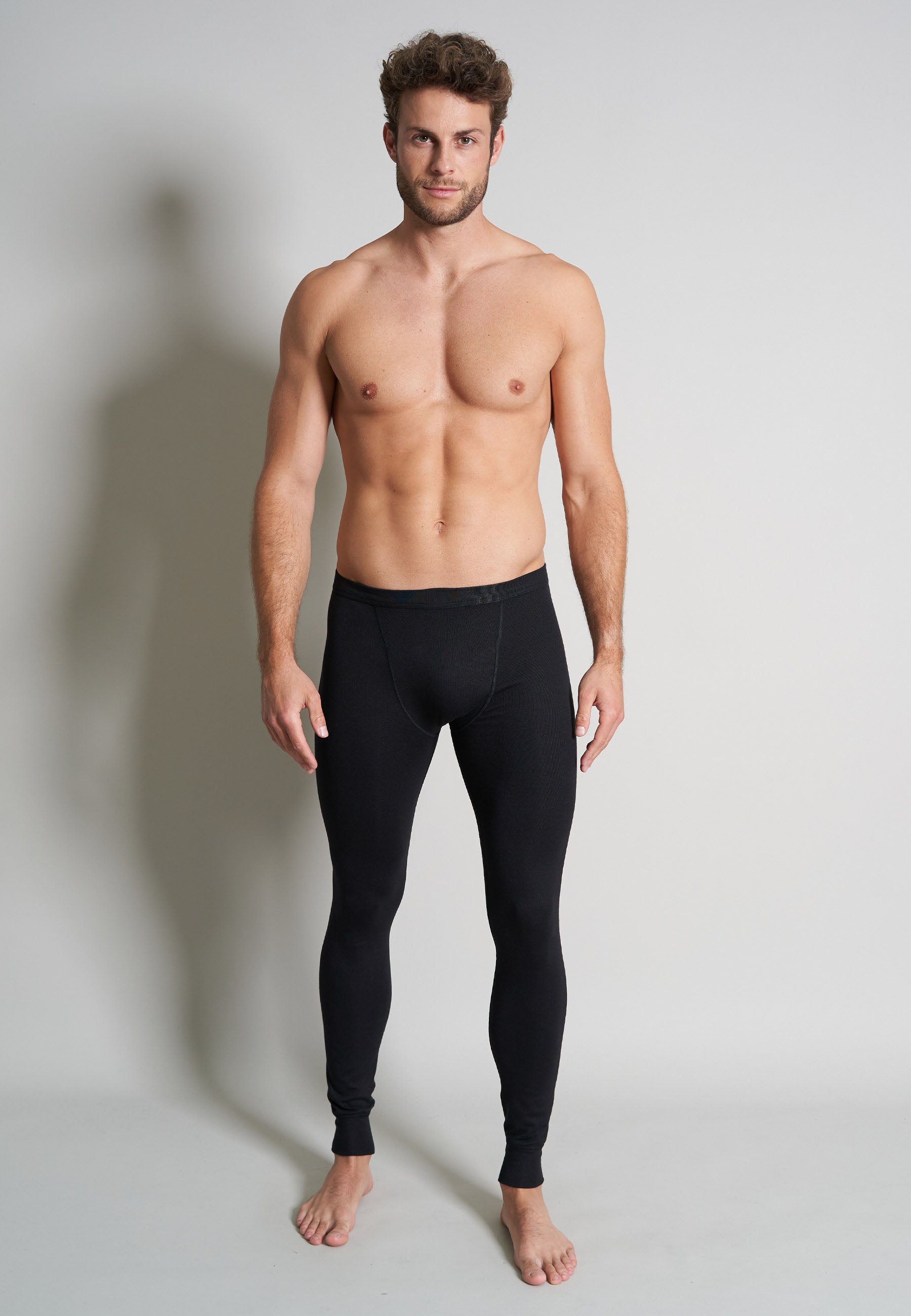 ceceba-herren-lange-unterhose-schwarz-uni-active-rib-thermo-leggings image 2