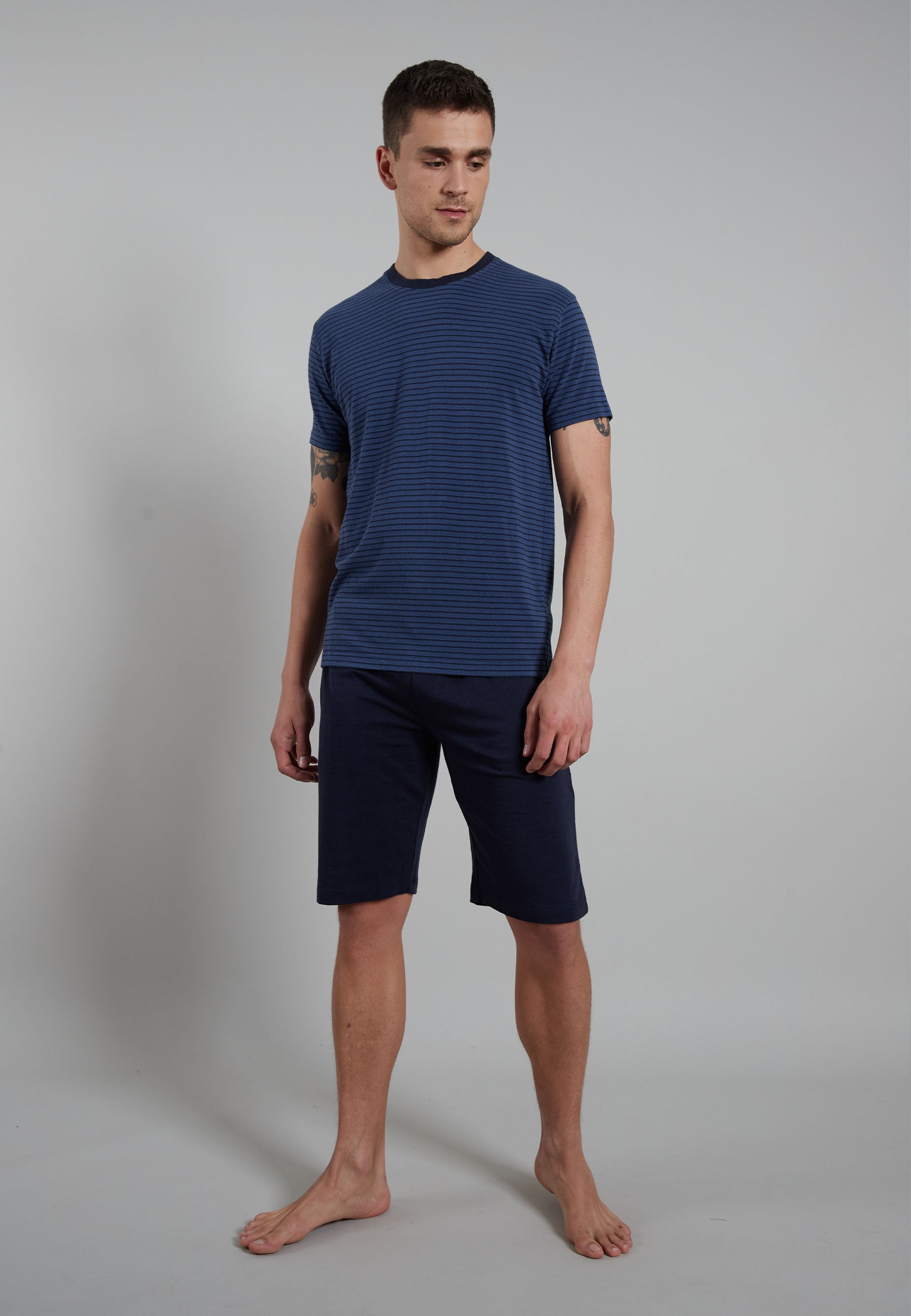 ceceba-herren-shorty-blau-quergestreift-bamboo-pant image 2