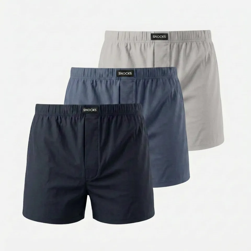 snocks-american-boxershorts-jersey-mix-dunkelblau-blau-hellgrau image 1