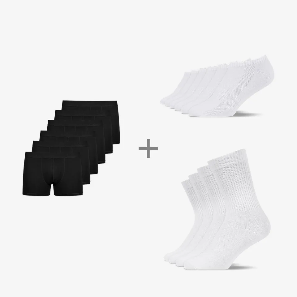 snocks-clean-essentials-bundle-basic-t-shirt-socken-unterhosen-set image 1