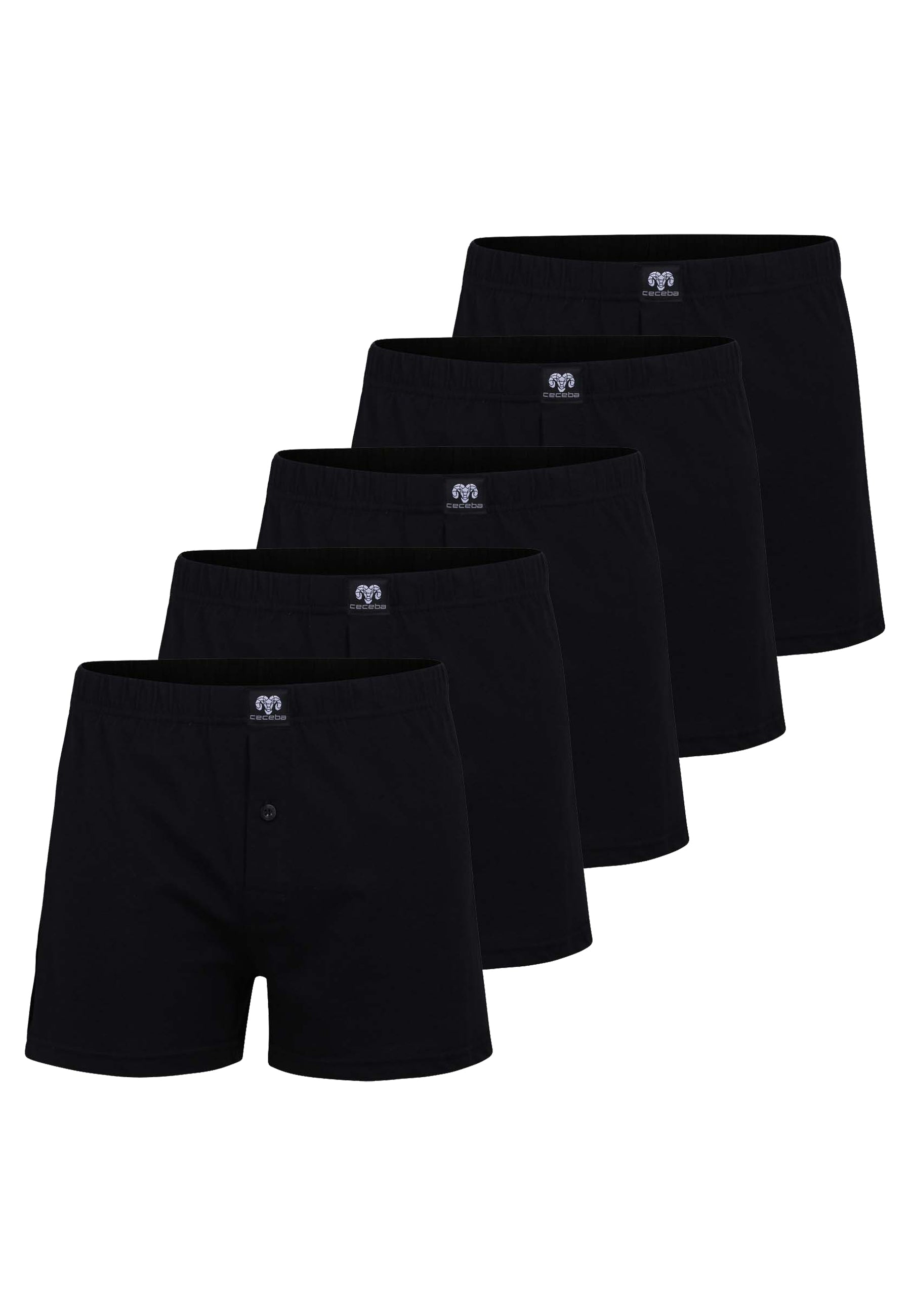 ceceba-herren-boxershort-schwarz-uni-im-5er-pack-legerer-single-jersey-mit-knopf image 1