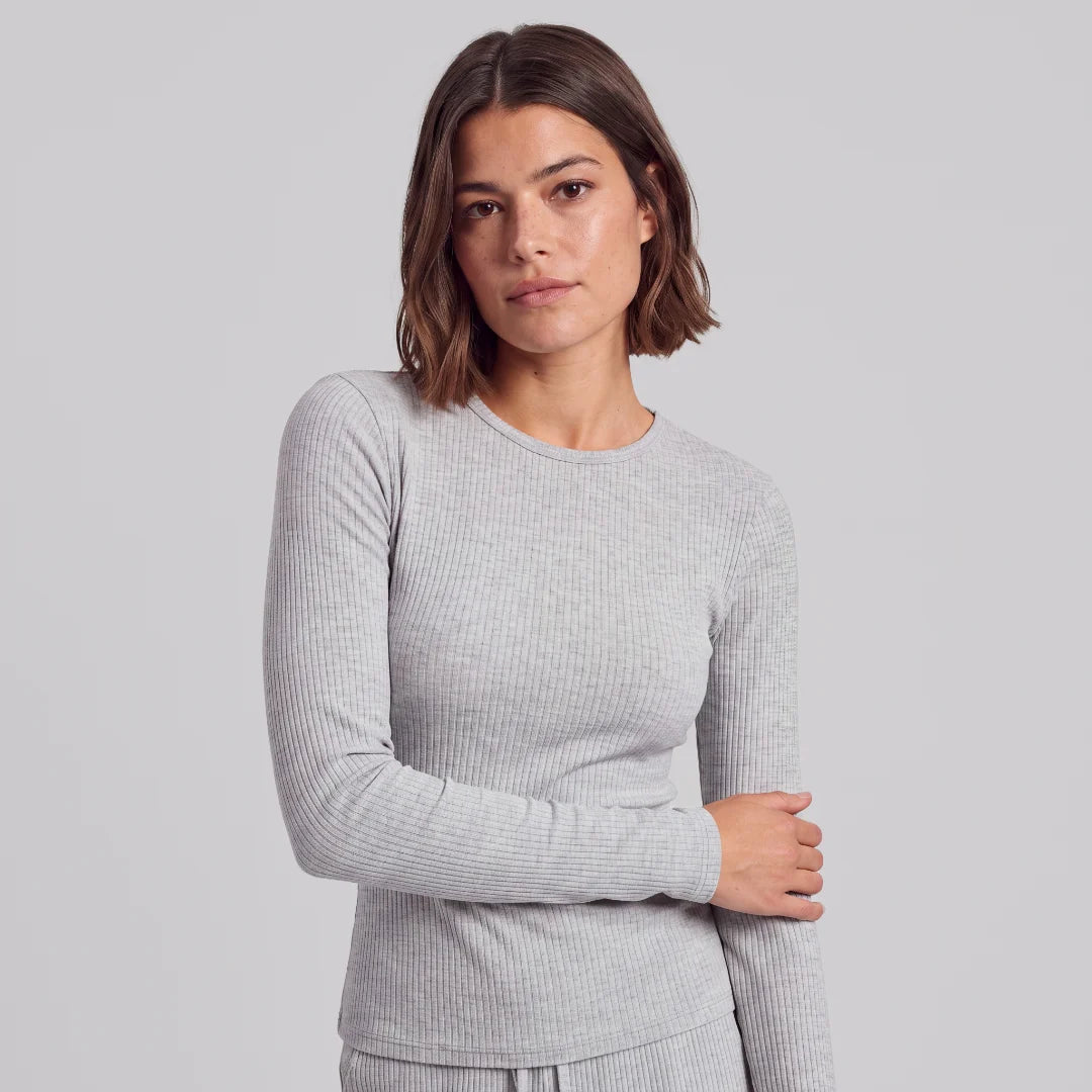 snocks-langarmshirt-damen-rippstruktur-hellgrau-meliert image 2