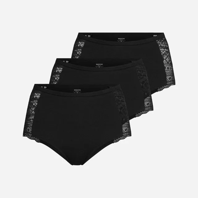 snocks-high-waist-hipster-panty-mit-spitze-hipster-in-schwarz image 1