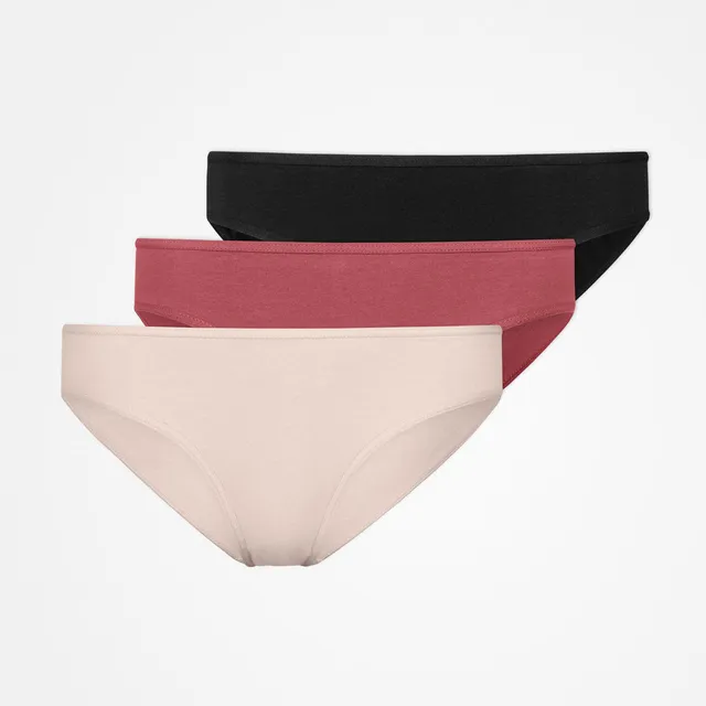 snocks-damenslips-mix-apricot-mauve-schwarz-slip-3er-pack-bio-baumwolle image 1