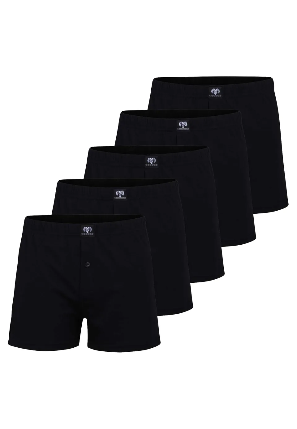 ceceba-herren-boxershort-schwarz-uni-im-5er-pack-legerer-single-jersey-mit-knopf image 1