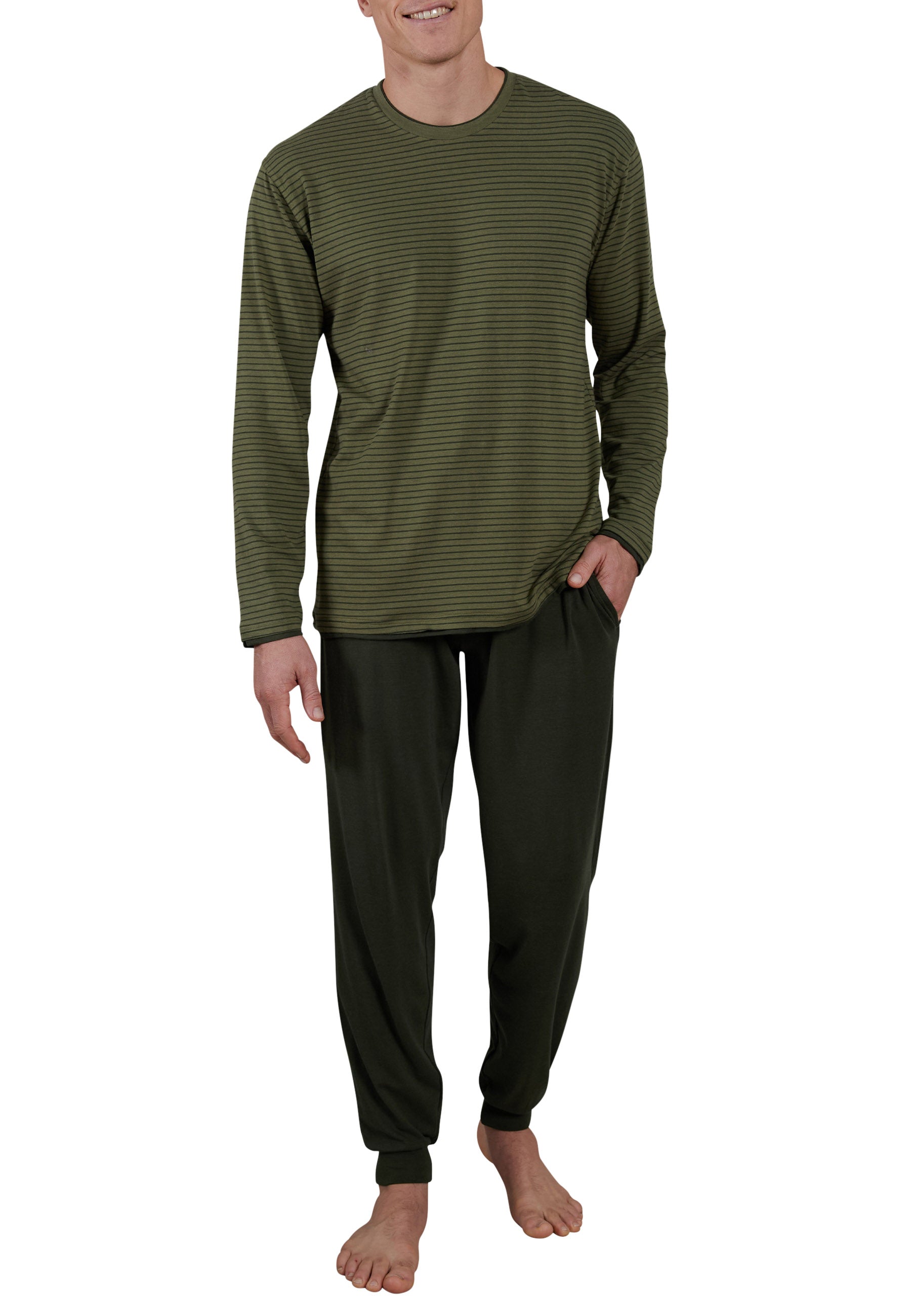 ceceba-herren-pyjama-gr-n-l-ngsgestreift-mit-bambus-viskose image 1
