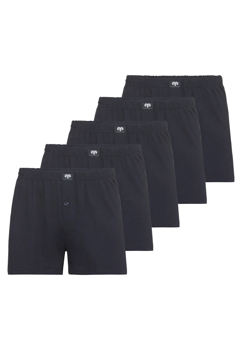 ceceba-herren-boxershort-blau-uni-5er-pack-baumwolle image 1