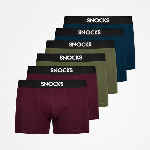 snocks-boxershorts-mix-rot-olive-blau-herren-bio-baumwolle-3er image 1