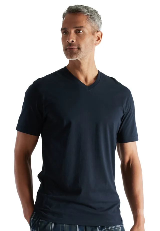 ceceba-herren-t-shirt-blau-uni-v-kragen-single-jersey image 1