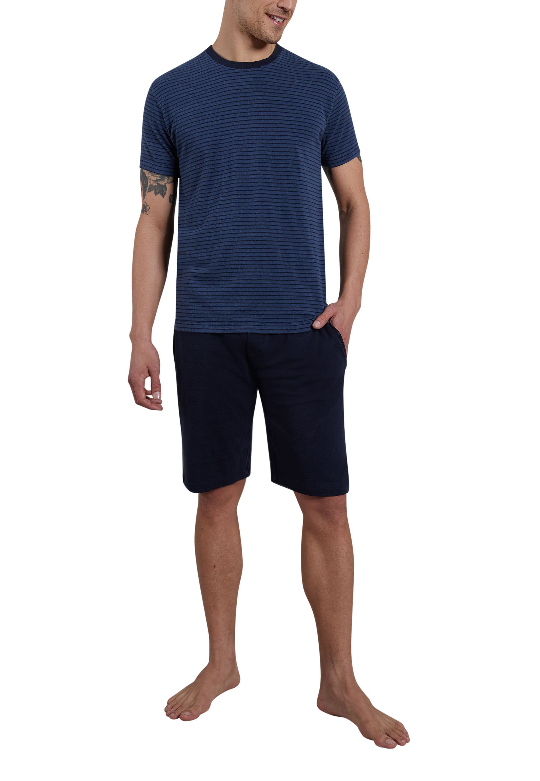 ceceba-herren-shorty-blau-quergestreift-bamboo-pant image 1
