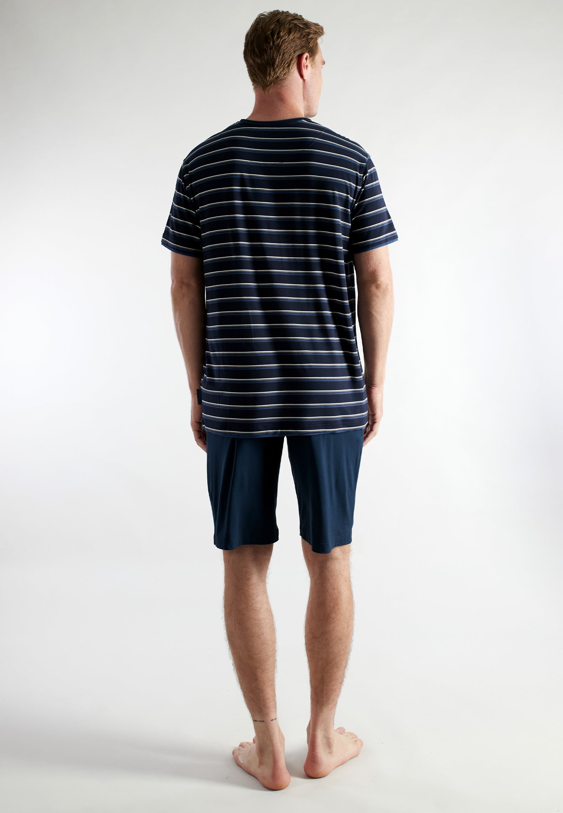 ceceba-herren-shorty-blau-quergestreift-kurzpyjama-bambus-viskose image 3