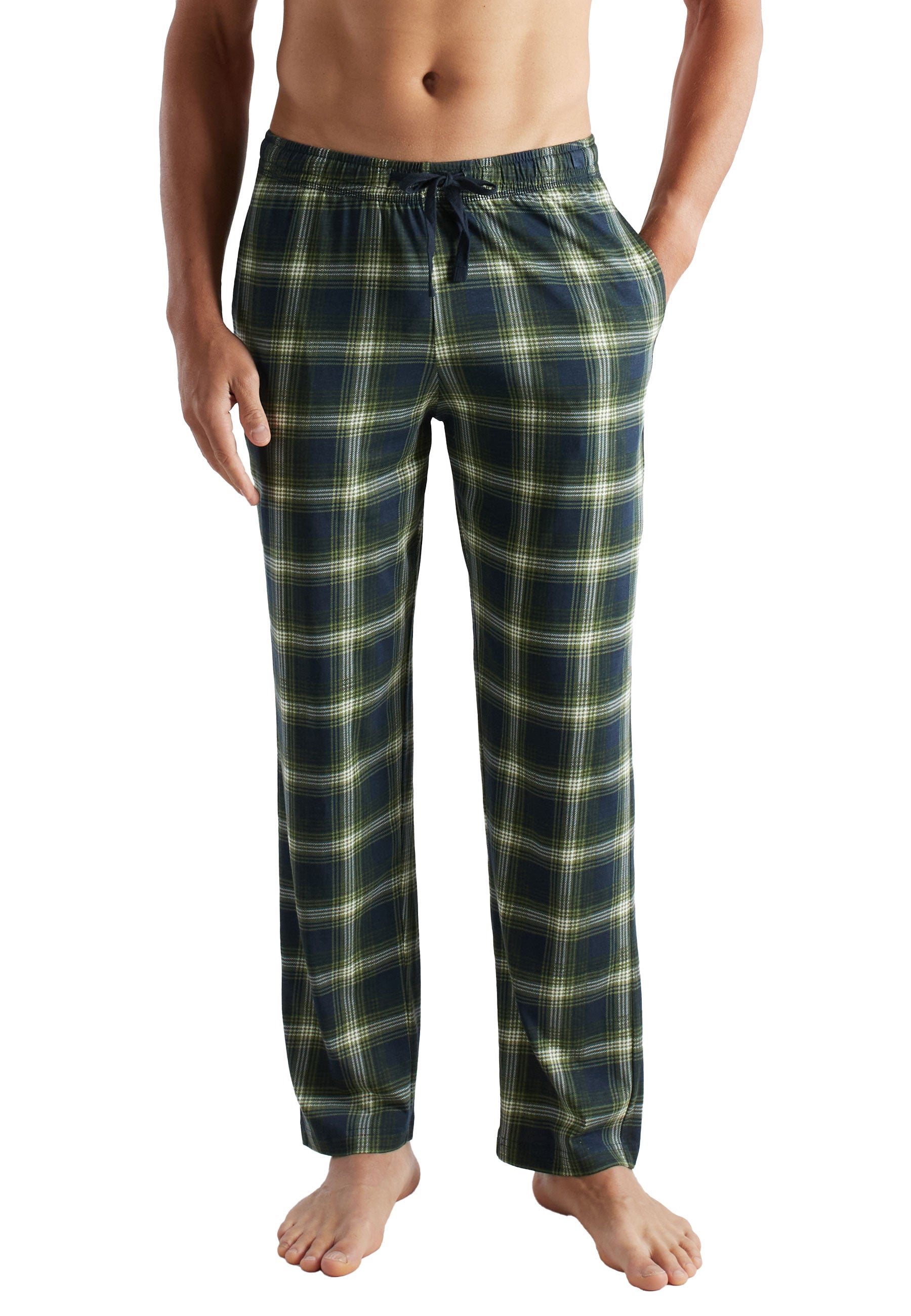 ceceba-herren-lange-hose-gr-n-kariert-pyjamahose-aus-baumwolle image 1