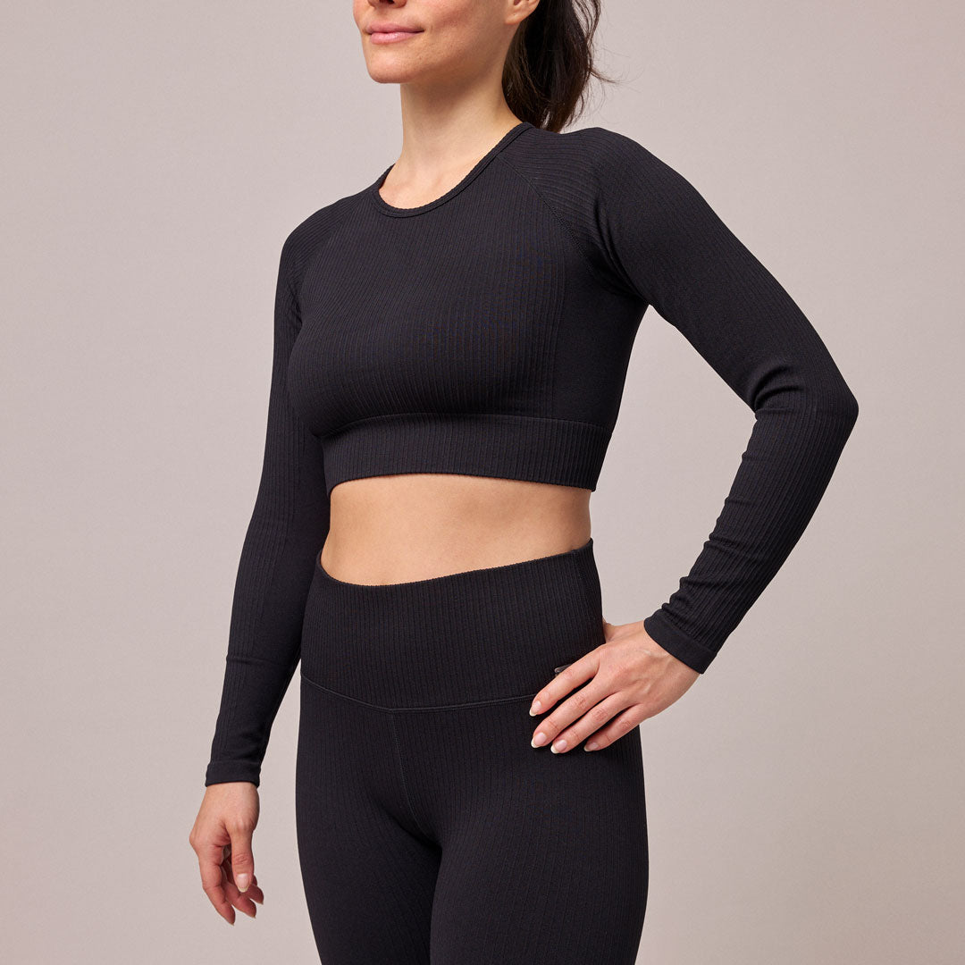 snocks-geripptes-sportshirt-langarm-damen-schwarz image 5