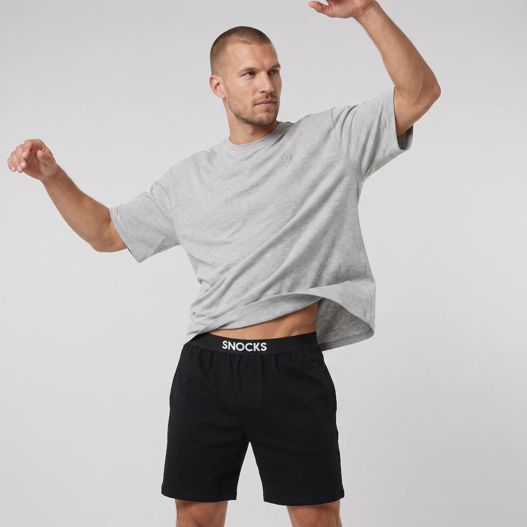 snocks-schlafanzug-set-herren-kurz-mix-schwarz-hellgrau-meliert-pyjama-aus-bio-b image 6