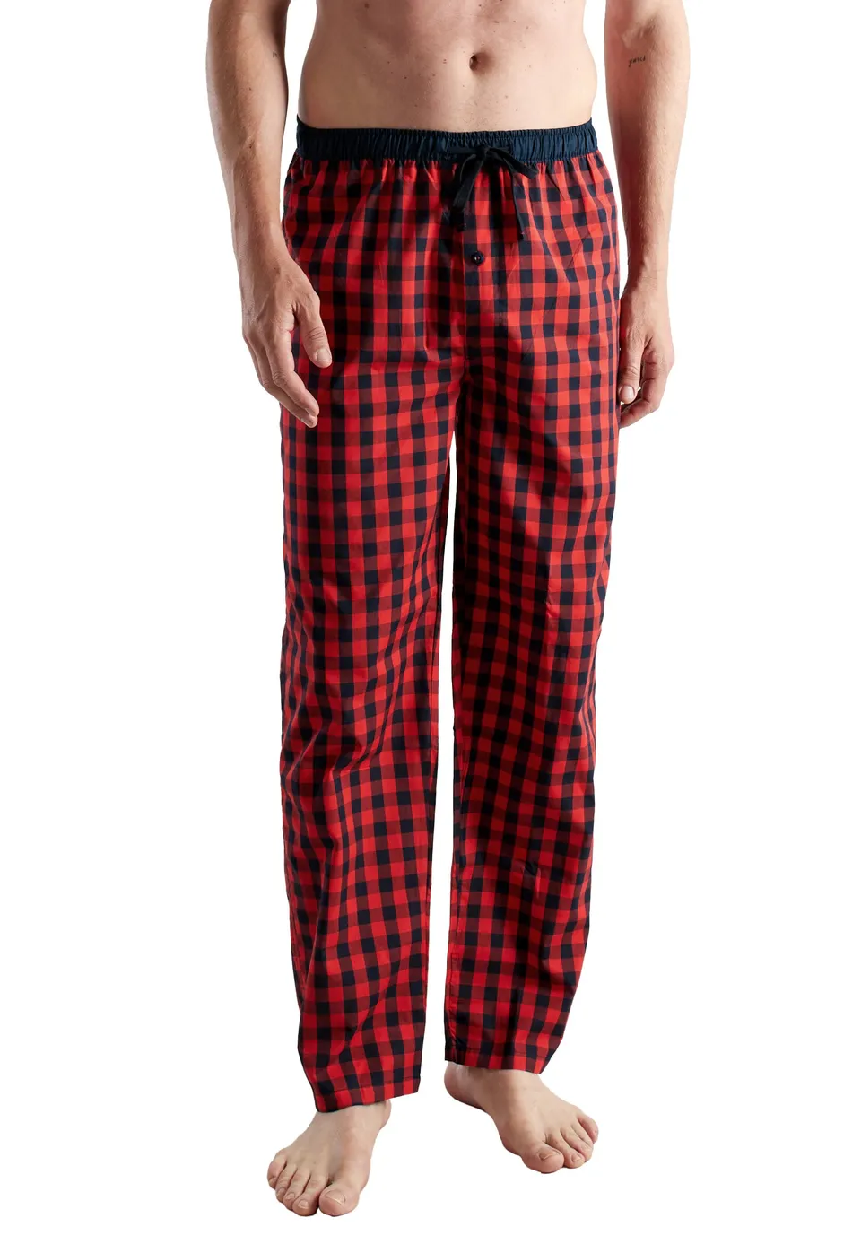 ceceba-herren-lange-hose-rot-kariert-freizeithose-1er-pack image 1