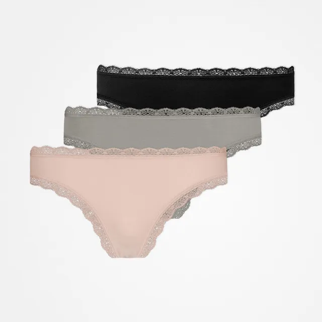 snocks-tangas-mit-spitze-damen-mix-apricot-gr-n-schwarz image 1