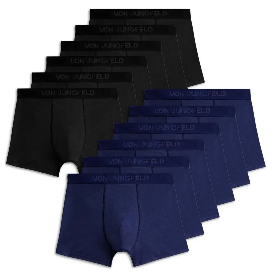 von-jungfeld-herren-boxershorts-12er-pack-blau-schwarz-bio-baumwolle-elastisch-g image 1