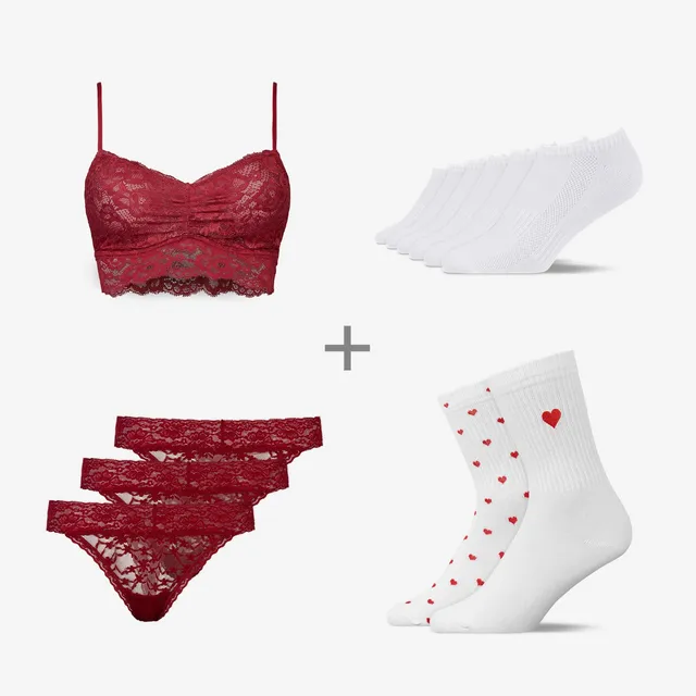 snocks-lots-of-love-bundle-damen-socken-unterw-sche-set image 1