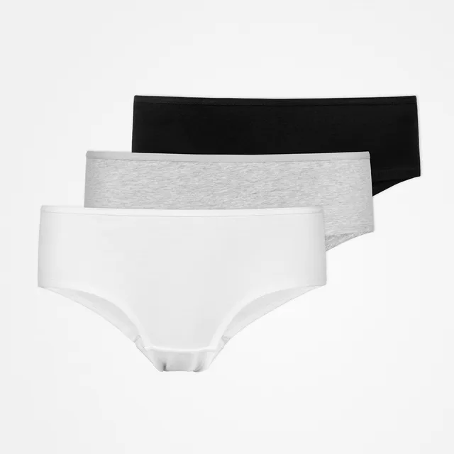 snocks-hipster-panties-damen-mix-wei-hellgrau-schwarz image 1