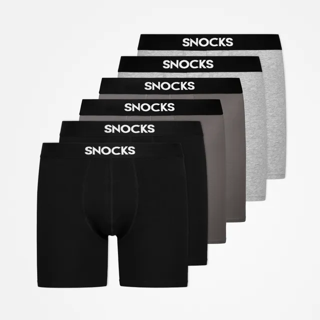 snocks-lange-boxershorts-herren-mix-schwarz-grau-hellgrau image 1