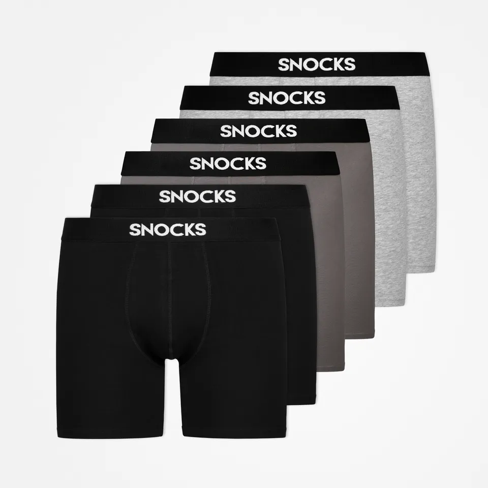 snocks-lange-boxershorts-herren-mix-schwarz-grau-hellgrau image 1