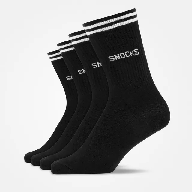 snocks-hohe-sportsocken-mit-streifen-schwarz-unisex image 1