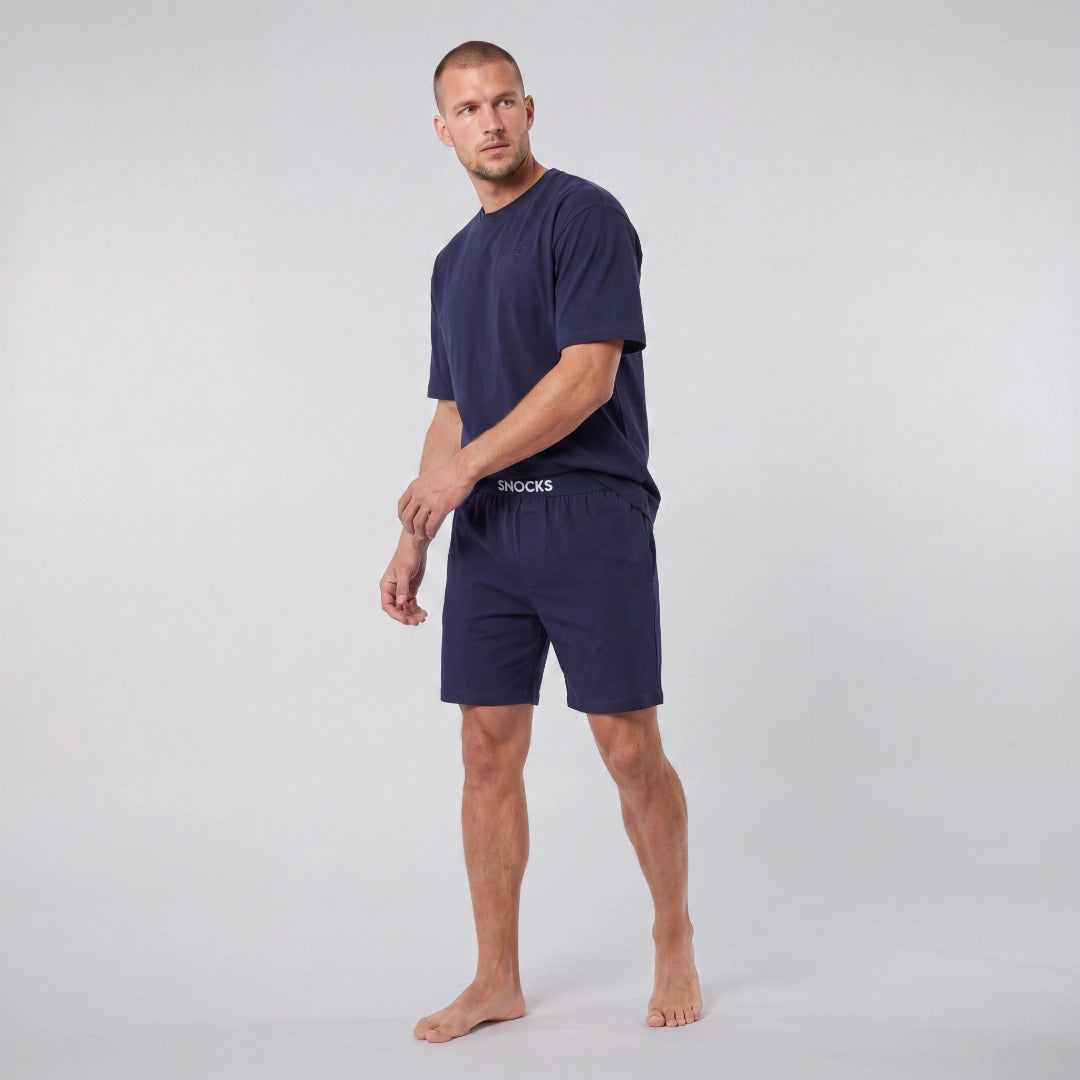 snocks-schlafanzug-set-herren-kurz-dunkelblau-pyjama-bio-baumwolle image 2