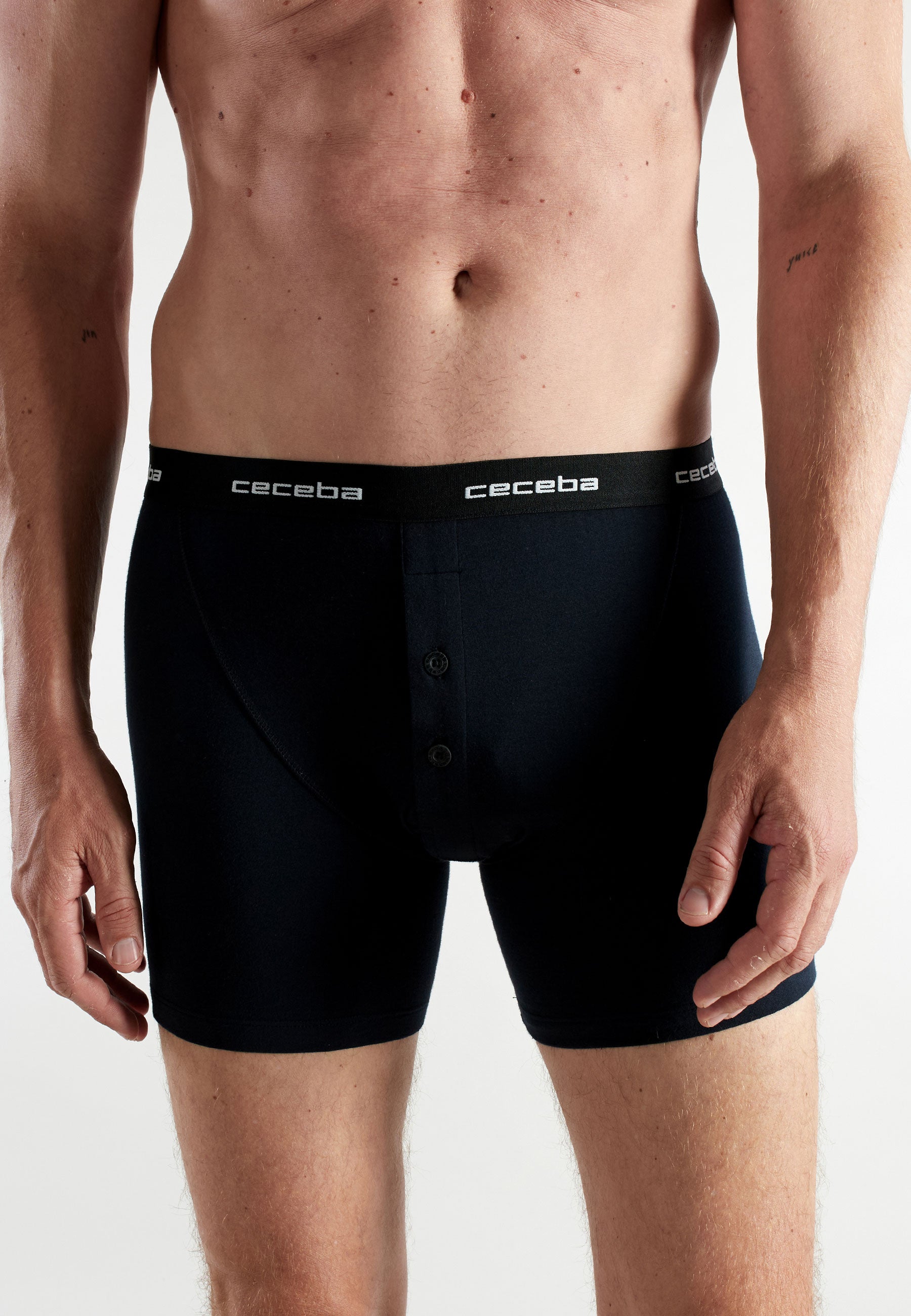 ceceba-herren-long-pants-schwarz-uni-2er-pack-oberschenkellange-shorts image 4