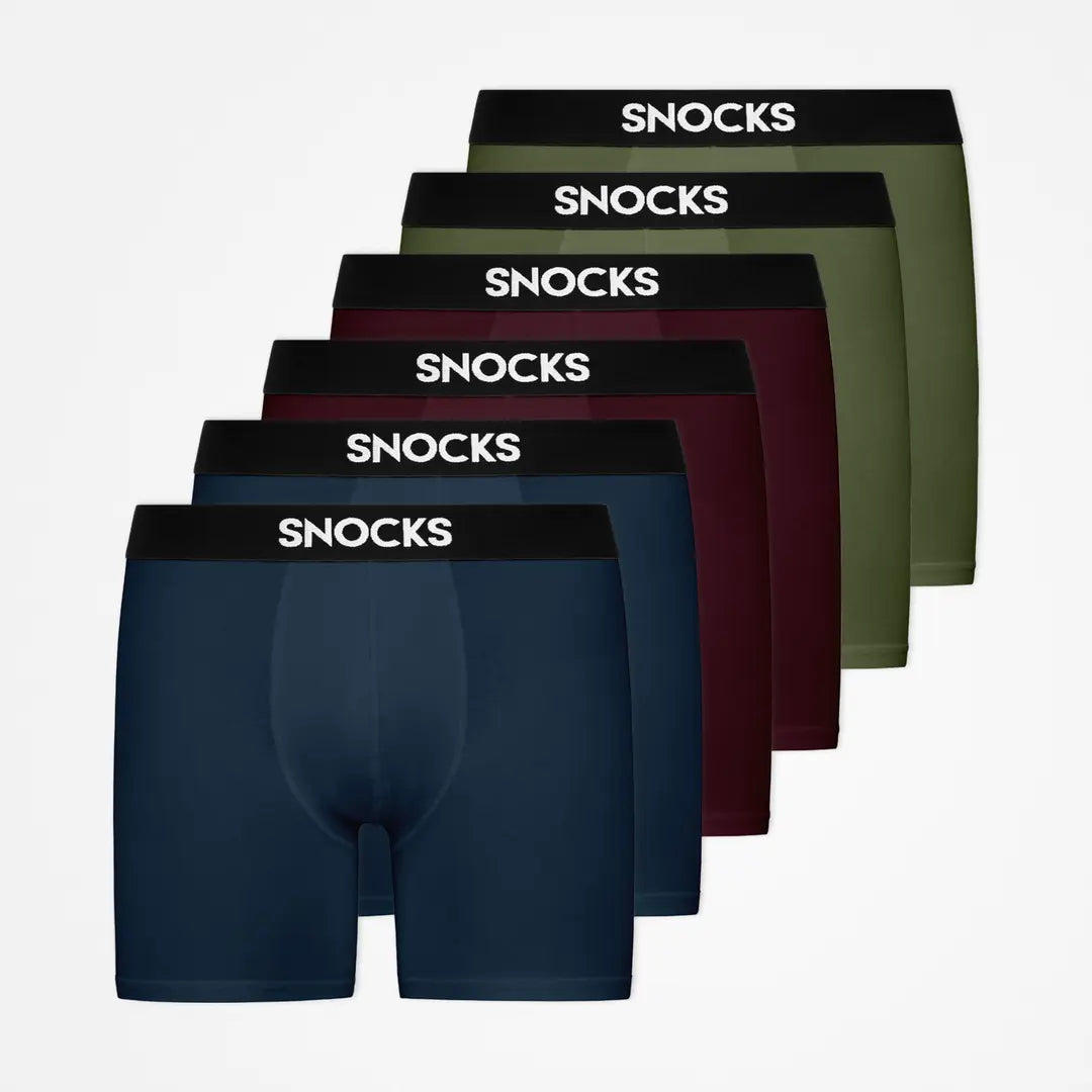 snocks-lange-boxershorts-herren-mix-rot-olive-blau image 1