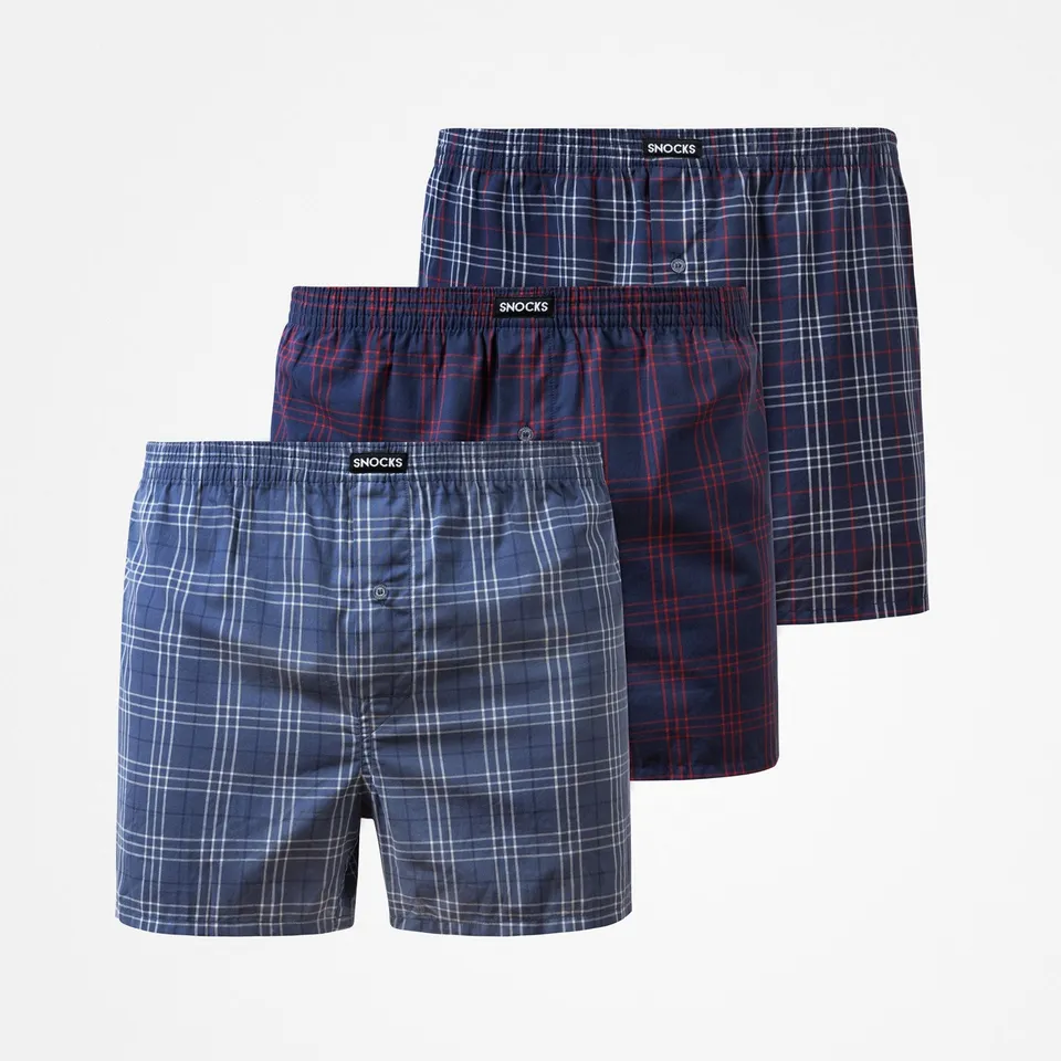 snocks-american-boxershorts-big-check-herren-weite-webboxer-aus-bio-baumwolle image 1