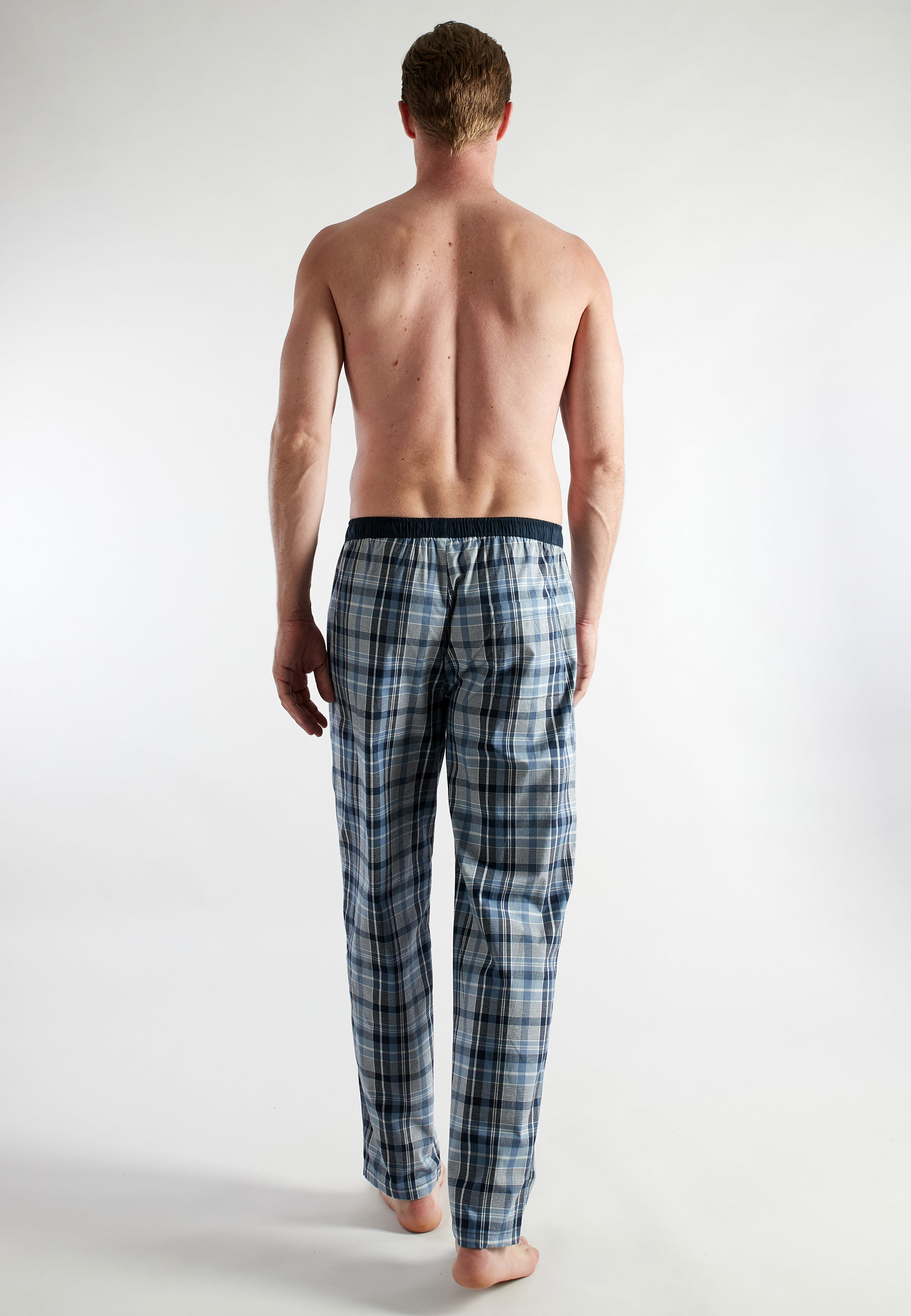 ceceba-herren-lange-hose-blau-kariert-relaxhose-mit-kordelzug image 3