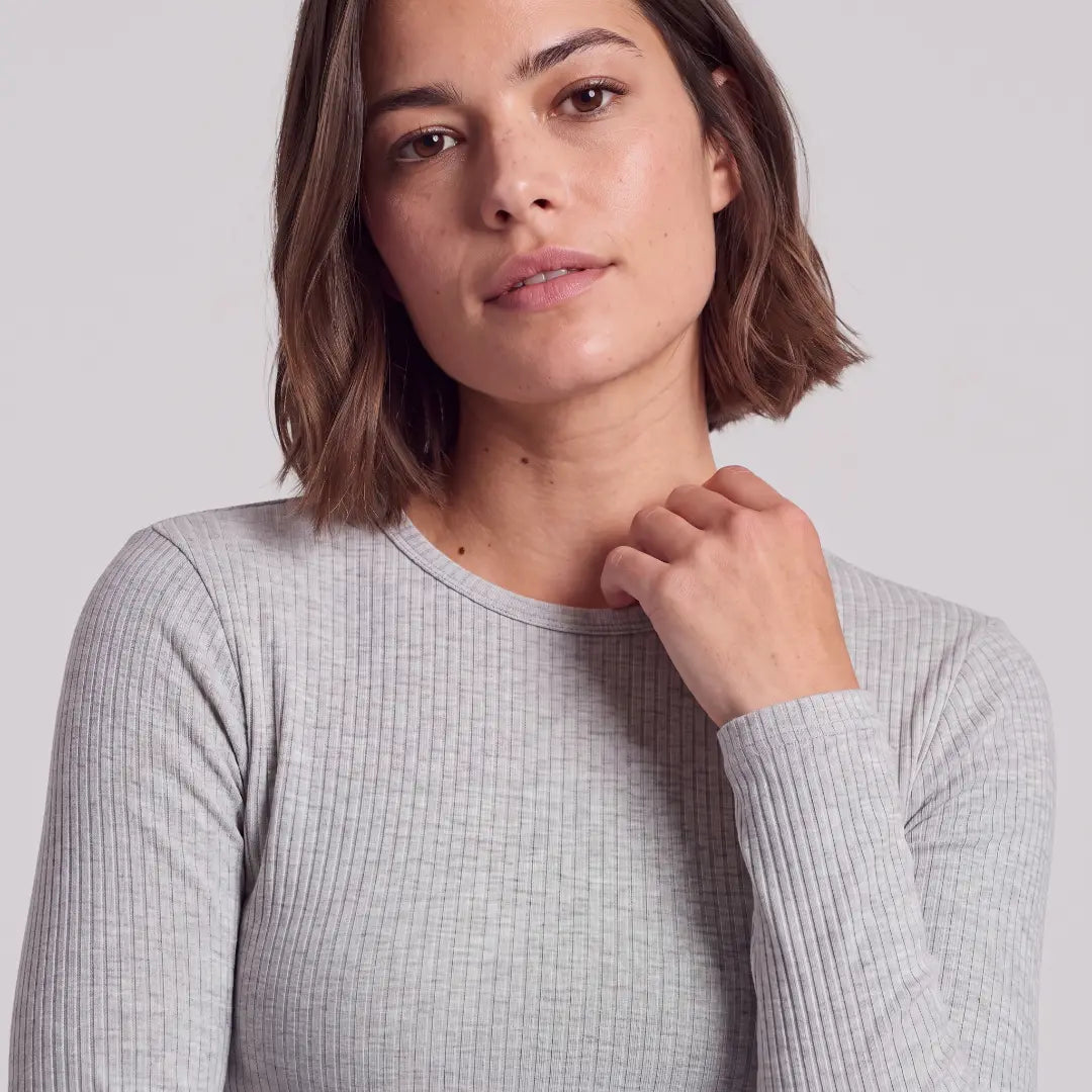 snocks-langarmshirt-damen-rippstruktur-hellgrau-meliert image 7