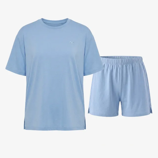 snocks-schlafanzug-set-damen-kurz-hellblau-pyjama-aus-modal-und-bio-baumwolle image 1