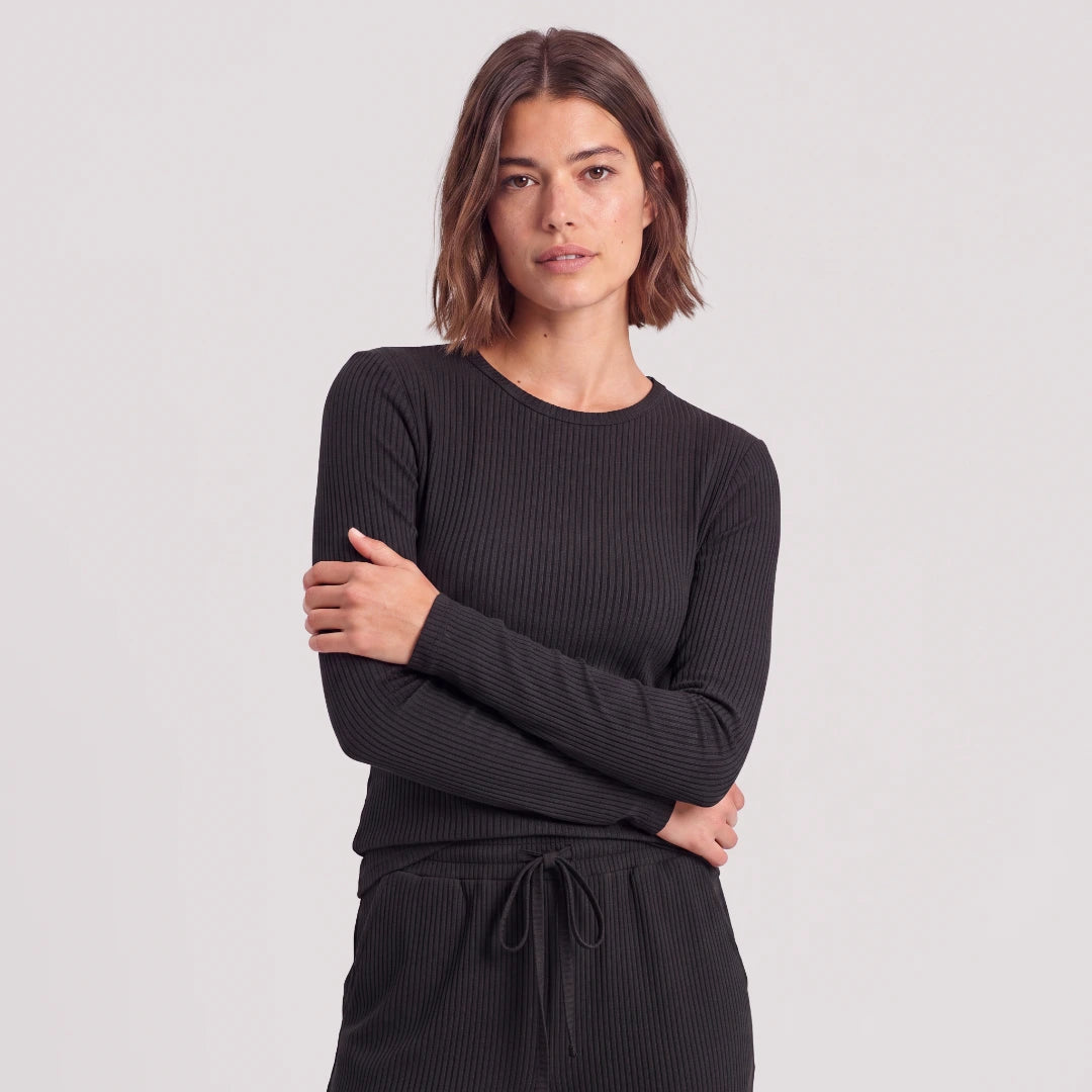 snocks-langarmshirt-damen-rippstruktur-schwarz image 2
