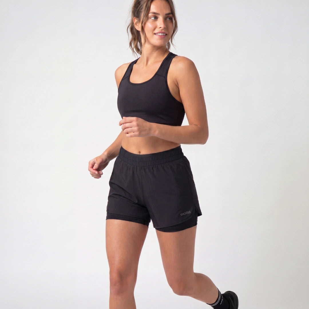 snocks-2-in-1-sport-shorts-damen-schwarz image 4