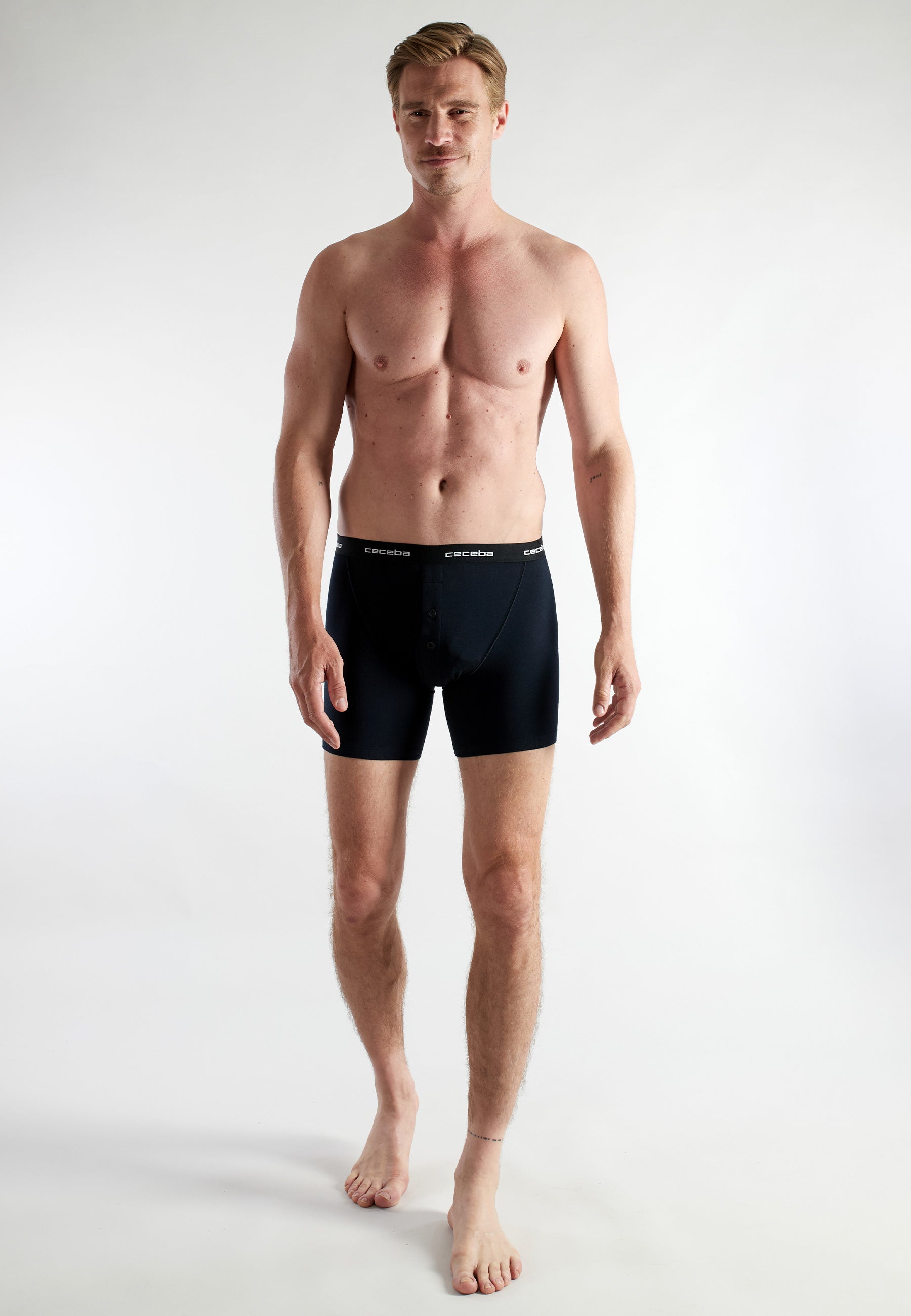 ceceba-herren-long-pants-schwarz-uni-2er-pack-oberschenkellange-shorts image 2