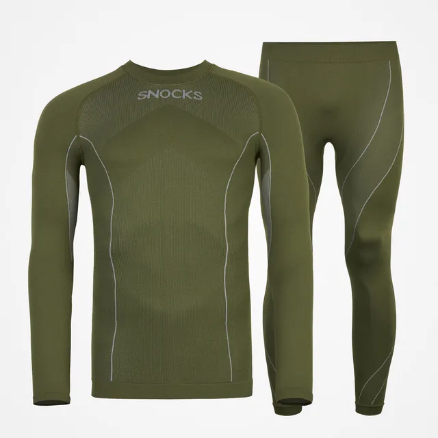 snocks-thermounterw-sche-herren-olive-mit-daumenloch-skiunterhemd image 1
