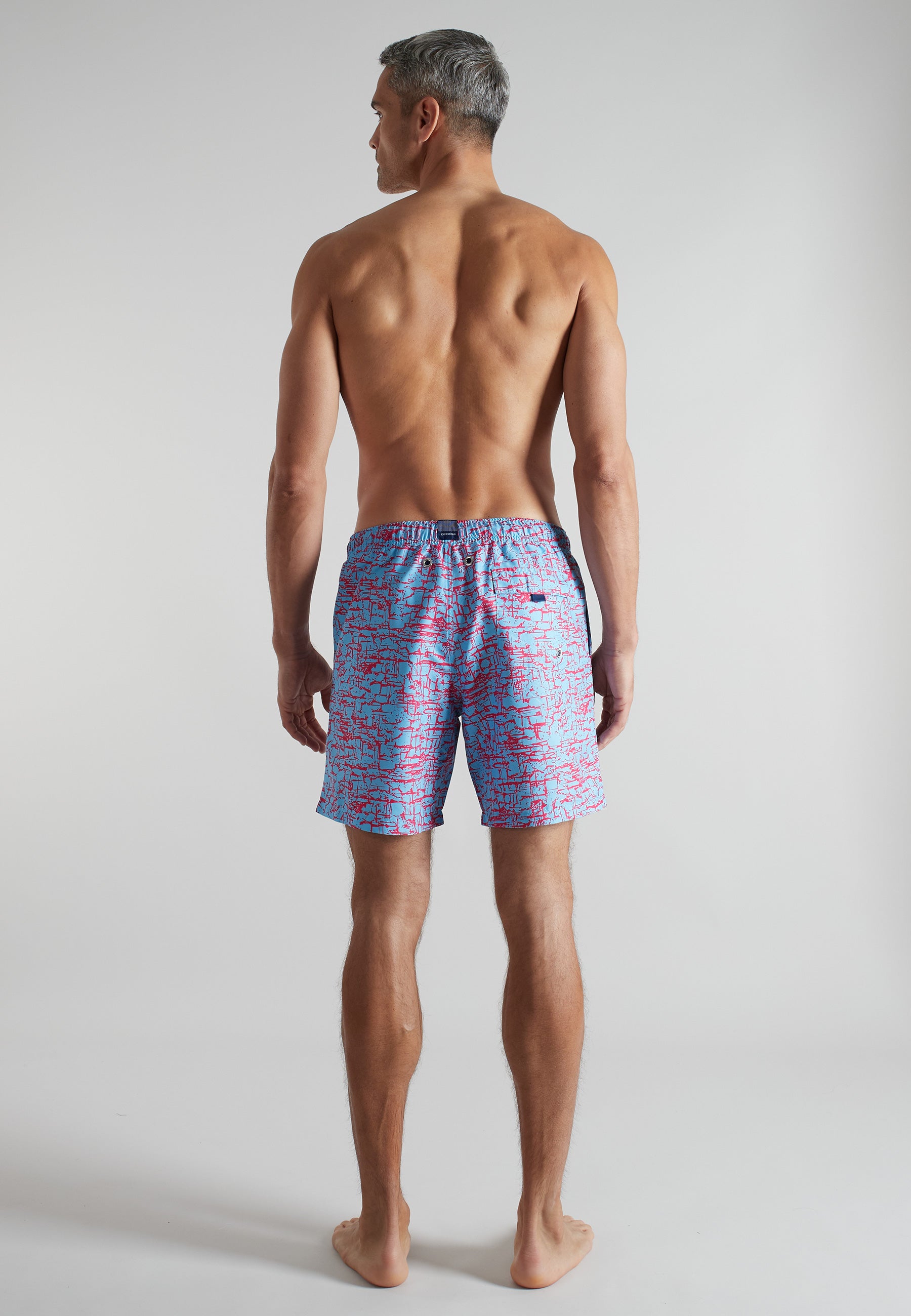 ceceba-herren-badeshorts-blau-bedruckt-lange-schwimmshorts image 3