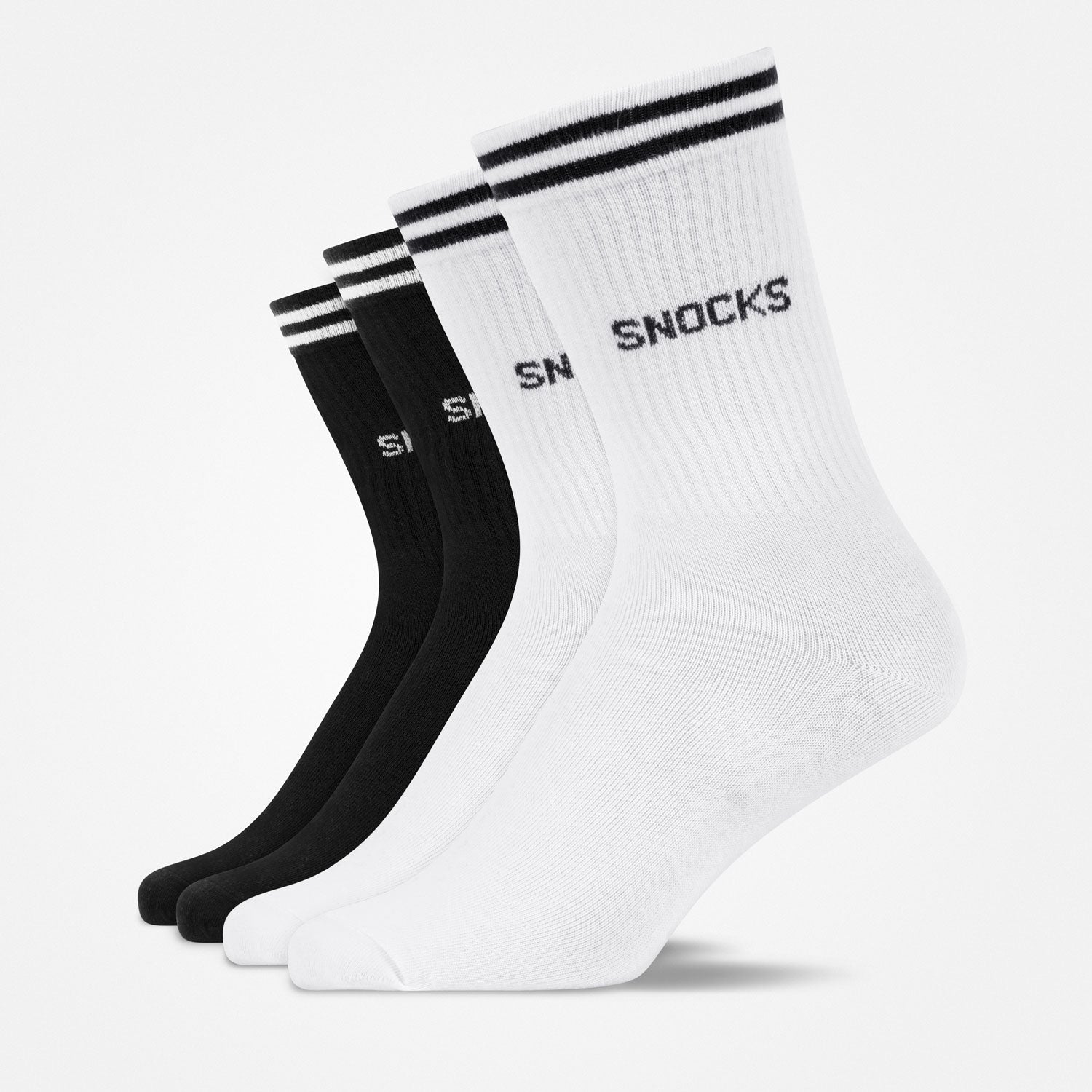 snocks-hohe-sportsocken-mit-streifen-schwarz-wei image 1