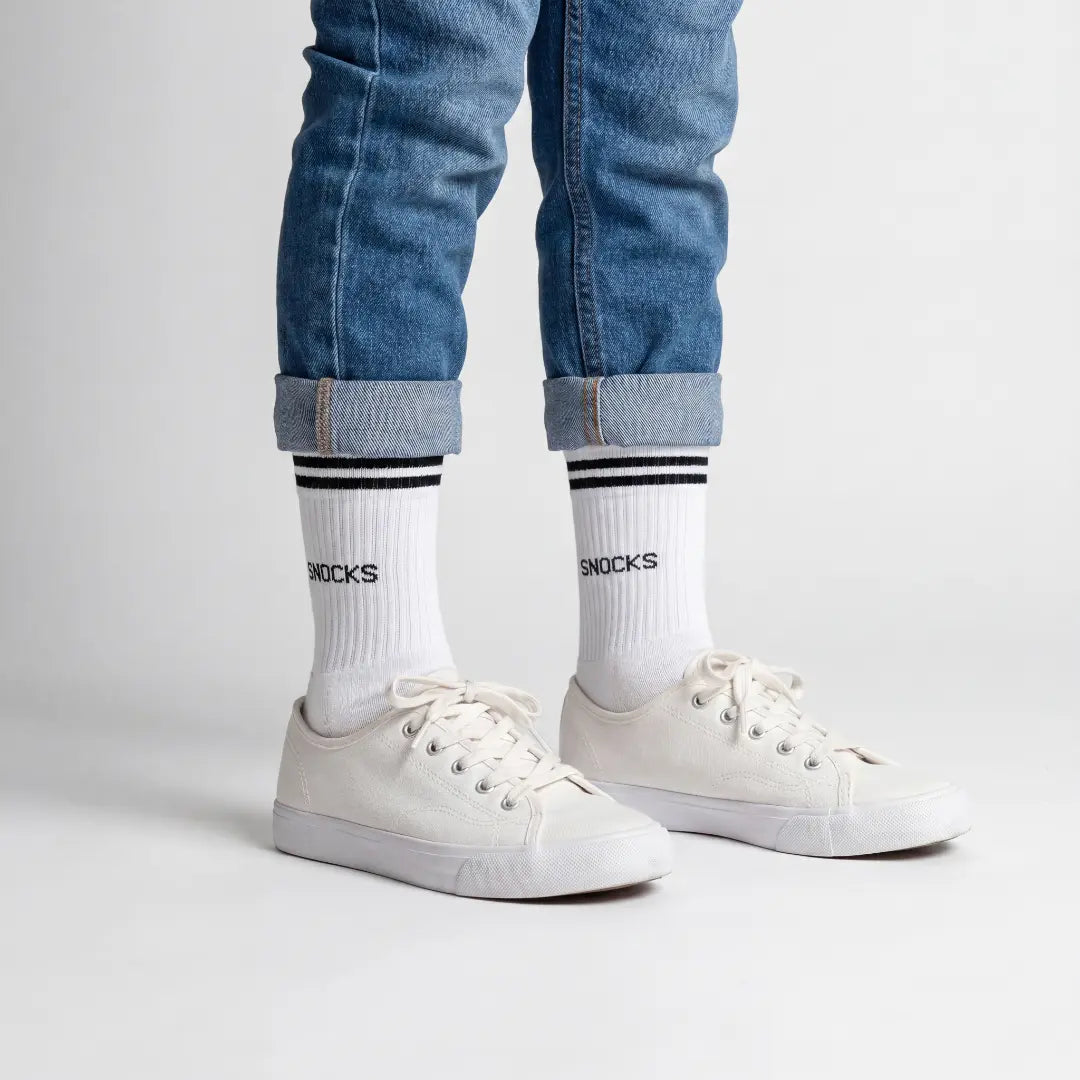 snocks-hohe-sportsocken-mit-streifen-kinder-wei-retro-tennissocken image 5