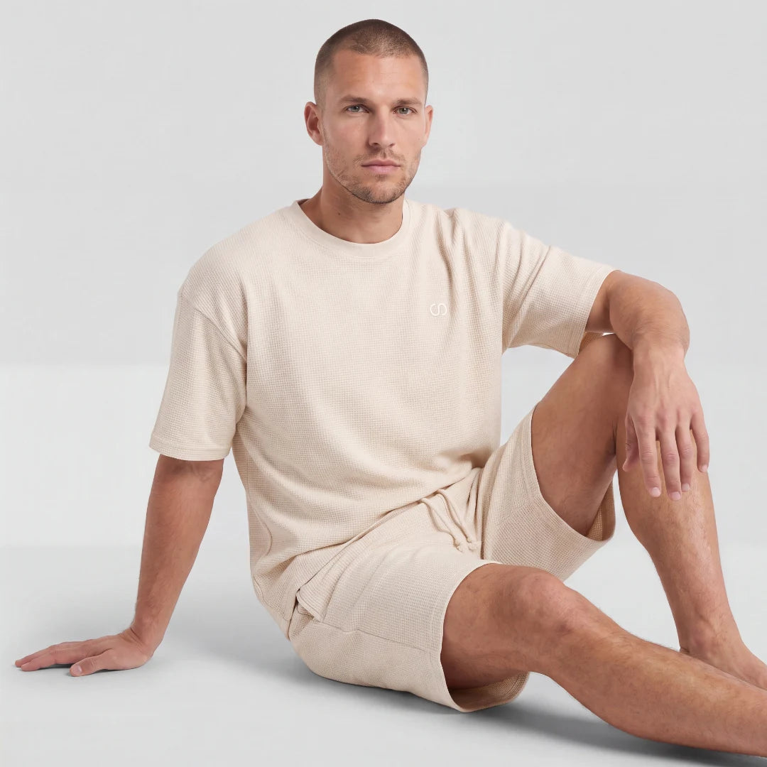 snocks-schlafanzug-set-waffle-herren-kurz-beige image 2