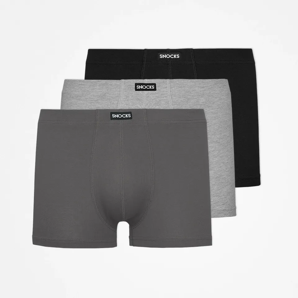 snocks-retro-boxershorts-mix-schwarz-grau-hellgrau-herren image 1