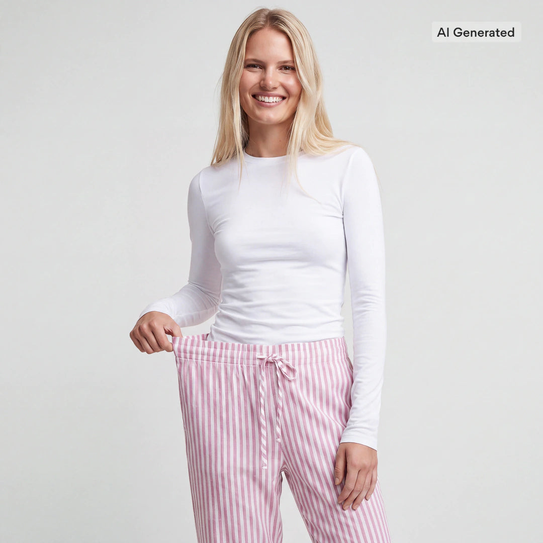 snocks-schlafanzug-set-damen-lang-gestreift-coral-pink-wei image 3
