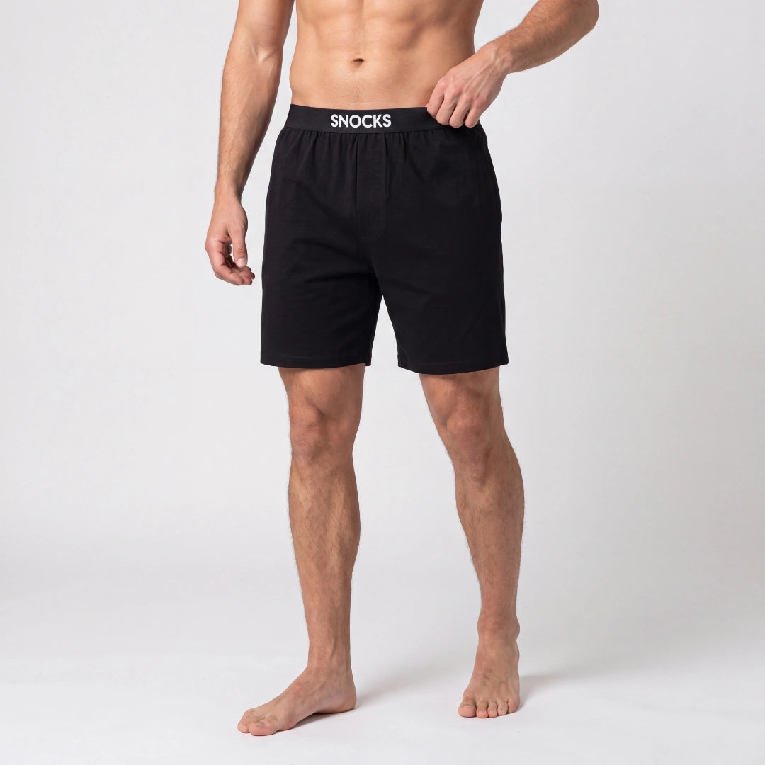 snocks-schlafanzug-set-herren-kurz-mix-schwarz-hellgrau-meliert-pyjama-aus-bio-b image 7