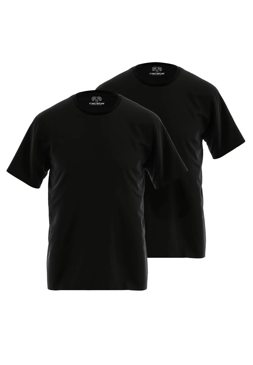 ceceba-herren-shirt-schwarz-uni-im-2er-pack-rundhals-shirt-aus-single-jersey-bau image 1